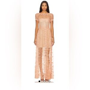 Bronx and Banco Megan Cap Sleeve Gown in Beige